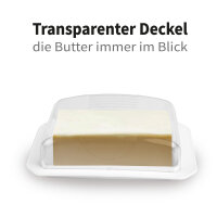 Butterdose mit transparenten Deckel, wei&szlig;er Boden