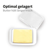 Butterdose mit transparenten Deckel, wei&szlig;er Boden