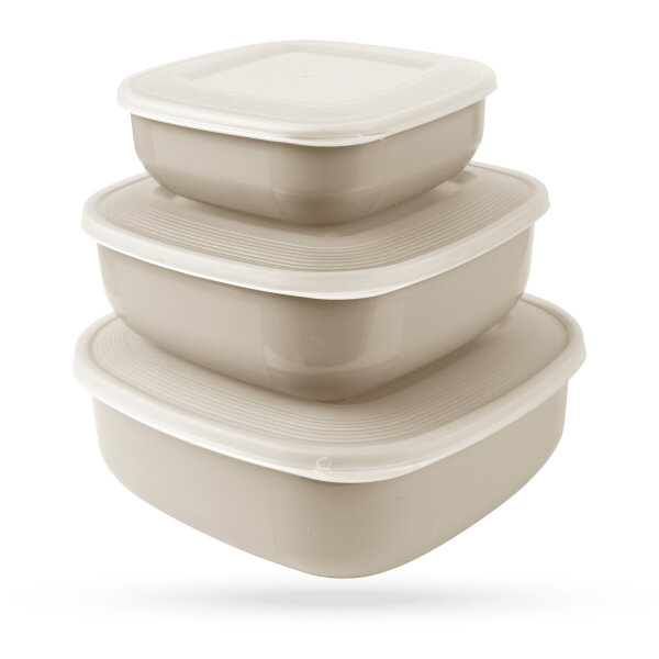 Vorratsdosen 3er Set "eckig" - Beige