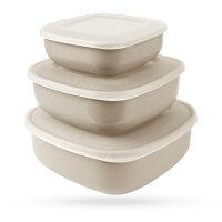 Vorratsdosen 3er Set "eckig" - Beige