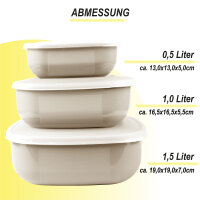 Vorratsdosen 3er Set "eckig" - Beige