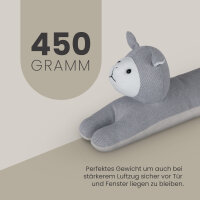Zugluftstopper Tier - 90cm x Ø10cm Katze (Hellgrau)