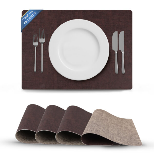 Platzset Lederimitat, ca. 33x46cm Beige/Braun Struktur