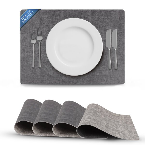 Platzset Lederimitat, ca. 33x46cm Grau/Dunkelgrau Struktur