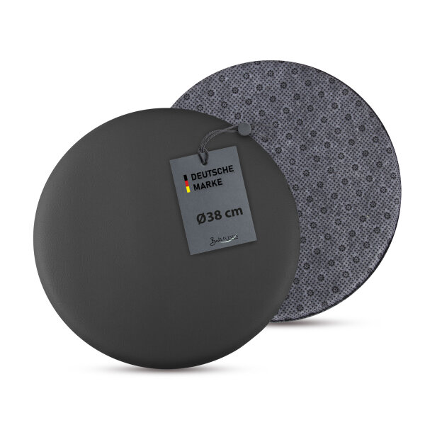Stuhlkissen Lederimitat Anthrazit-Ø38cm ( 1er Pack )