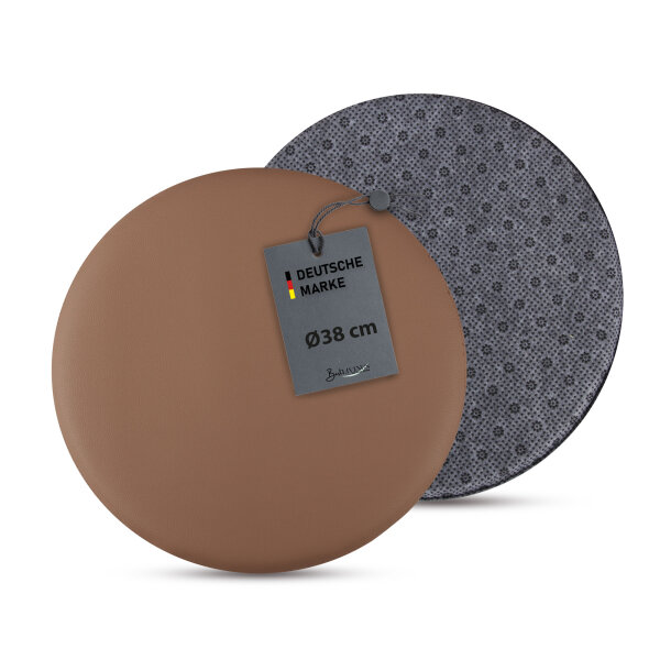 Stuhlkissen ? 38cm Lederimitat mit Antirutsch Braun 1er Pack