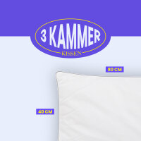 3 Kammer Kopfkissen mit Außensteg, ca. 40x80cm weiß