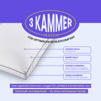 3 Kammer Kopfkissen mit Außensteg, ca. 40x80cm weiß