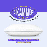 3 Kammer Kopfkissen mit Außensteg, ca. 40x80cm weiß