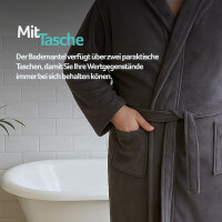 Bademantel Coral Fleece, grau 4XL, 5XL, 6XL
