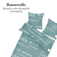 Bettwäsche-Set (135x200cm) - Renforce Love Happiness