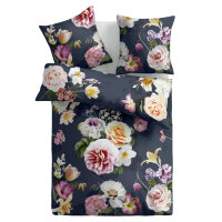 Bettwäsche-Set (135x200cm) - Renforce Flower Blue