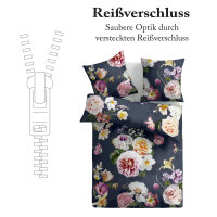 Bettwäsche-Set (135x200cm) - Renforce Flower Blue