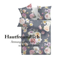 Bettwäsche-Set (135x200cm) - Renforce Flower Blue