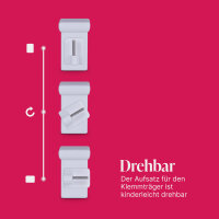 Klemmträger "Basic" 2er Pack für Vitragestangen Weiß