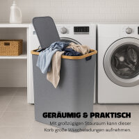 Bambus Wäschekorb 54x34x65cm, grau