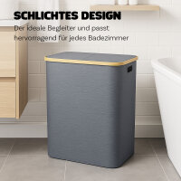 Bambus Wäschekorb 54x34x65cm, grau