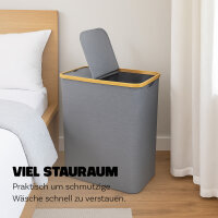Bambus Wäschekorb 54x34x65cm, grau