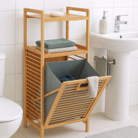 Bambus Wäschekorb 40,5x35x60,5cm, grau - braun