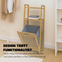 Bambus Wäschekorb 40,5x35x60,5cm, grau - braun
