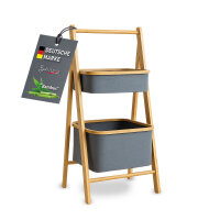 Bambus Regal 2 Fächer 45x34,5x97cm cm, grau - braun