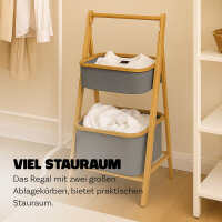 Bambus Regal 2 Fächer 45x34,5x97cm cm, grau - braun