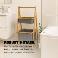 Bambus Regal 2 Fächer 45x34,5x97cm cm, grau - braun