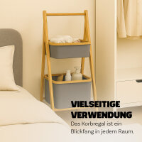 Bambus Regal 2 Fächer 45x34,5x97cm cm, grau - braun