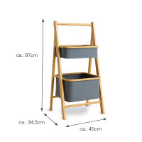 Bambus Regal 2 Fächer 45x34,5x97cm cm, grau - braun