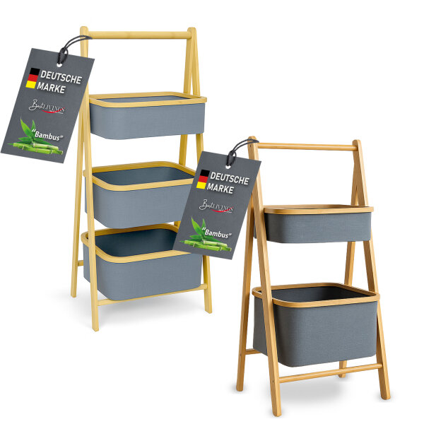 Bambus Regal 3 Fächer 45x31x108cm grau - braun