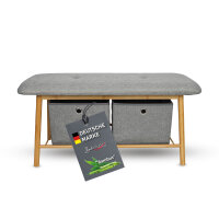 Bambus Schuhbank 2 Fächer 34x90x45cm  grau - braun