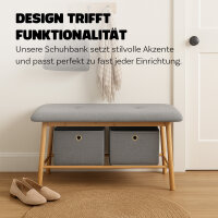 Bambus Schuhbank 2 Fächer 34x90x45cm  grau - braun