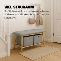Bambus Schuhbank 2 Fächer 34x90x45cm  grau - braun