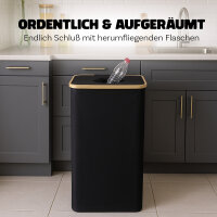 Bambus Pfandflaschen-Sammelbehälter, 44x33x70cm, schwarz-braun