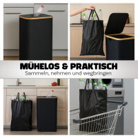 Bambus Pfandflaschen-Sammelbehälter, 44x33x70cm, schwarz-braun