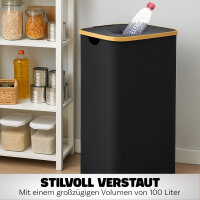 Bambus Pfandflaschen-Sammelbehälter, 44x33x70cm, schwarz-braun