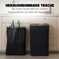 Bambus Pfandflaschen-Sammelbehälter, 44x33x70cm, schwarz-braun