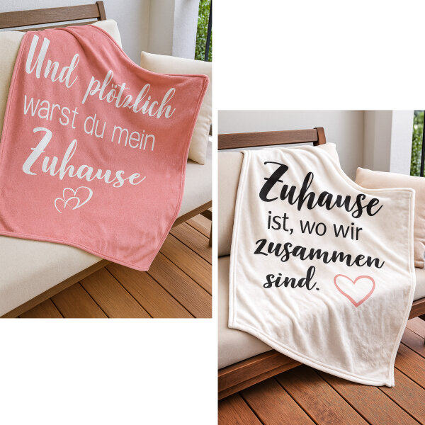 Kuscheldecke ``Sprüche``, ca. 130x160cm 2 fach sort.