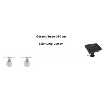 SOLAR LED-Lichterkette mit Glühbirnen, warmweiß 10 Birnen (R)