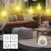 SOLAR LED-Lichterkette mit Glühbirnen, warmweiß 10 Birnen (R)