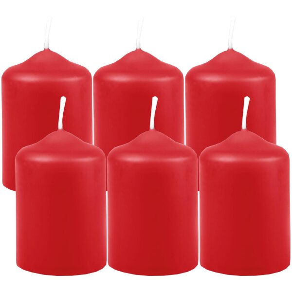 Stumpenkerzen Ø4cm x 6cm - 6er Pack Rubinrot