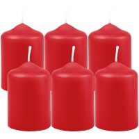 Stumpenkerzen Ø4cm x 6cm - 6er Pack Rubinrot