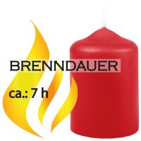 Stumpenkerzen Ø4cm x 6cm - 6er Pack Rubinrot