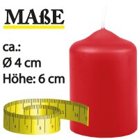 Stumpenkerzen Ø4cm x 6cm - 6er Pack Rubinrot