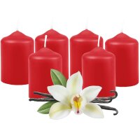 Stumpenkerzen Ø4cm x 6cm - 6er Pack Rubinrot