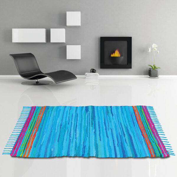 Flickenteppiche Tonal 140 x 200cm blau - dunkelblau (R)