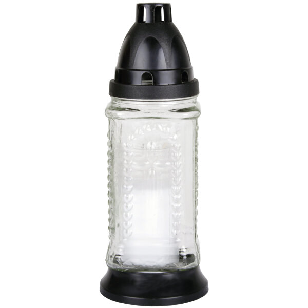 Grablicht Glas "Turm" weiß