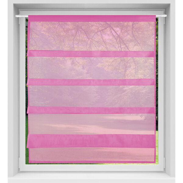 Bistrogardine 90x110cm Raffoptik mit Stangendurchzug &quot;Sky&quot; ( Pink )