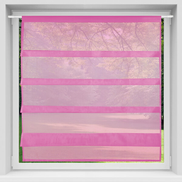 Bistrogardine 100x110cm Raffoptik mit Stangendurchzug &quot;Sky&quot; ( Pink )