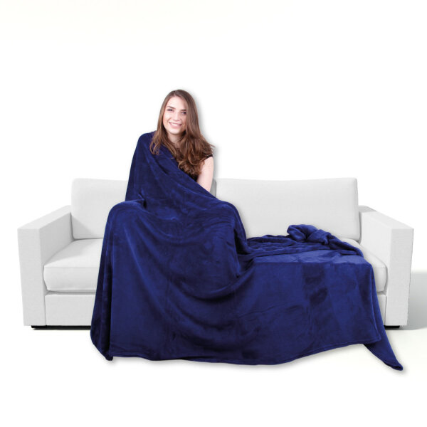 Mikrofaser Decke blau - mittelblau 210x280 cm (R)